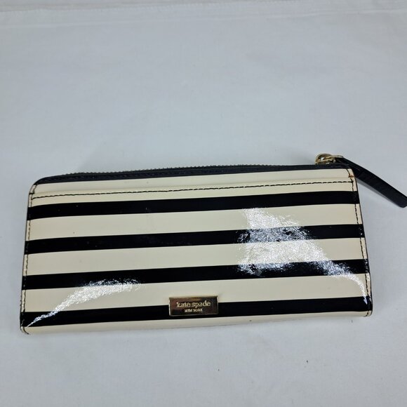 Kate Spade Chelsea Park Nisha Black Cream Bow & Stripe Wallet - Picture 4 of 12
